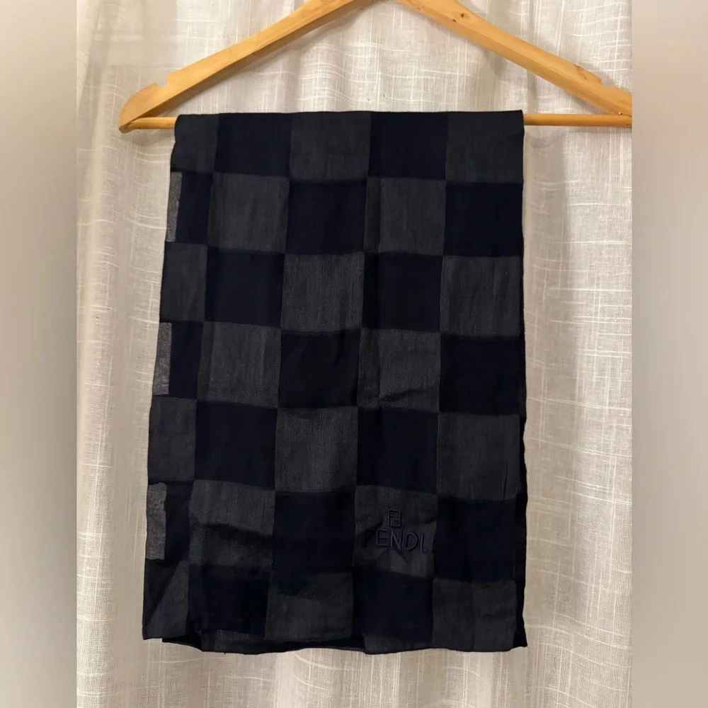 Fendi Elegant Navy Silk Scarf